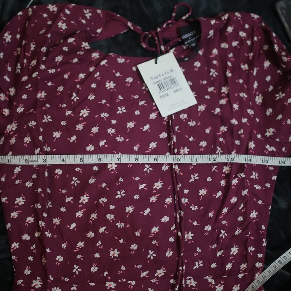 NWT Bardot & Revolve Burgundy Floral Open Back Midi Dress. - Picture 11 of 14